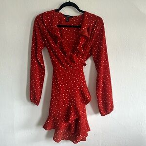 Forever 21 red and white polka dot ruffled dress